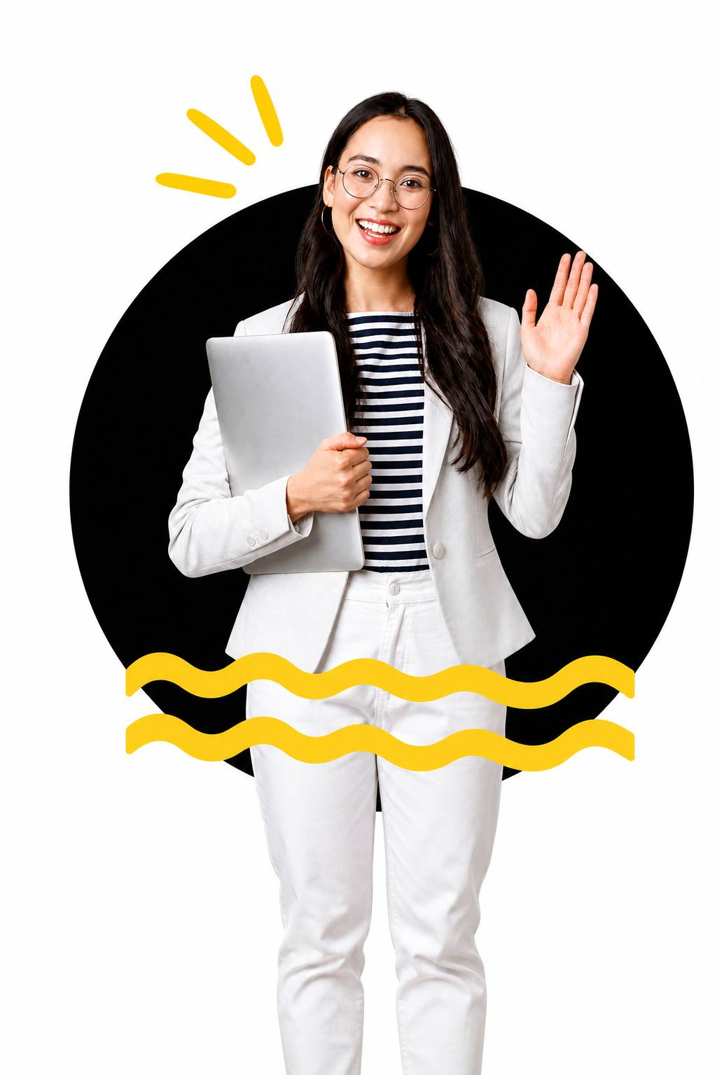 Nexis product lead with a laptop